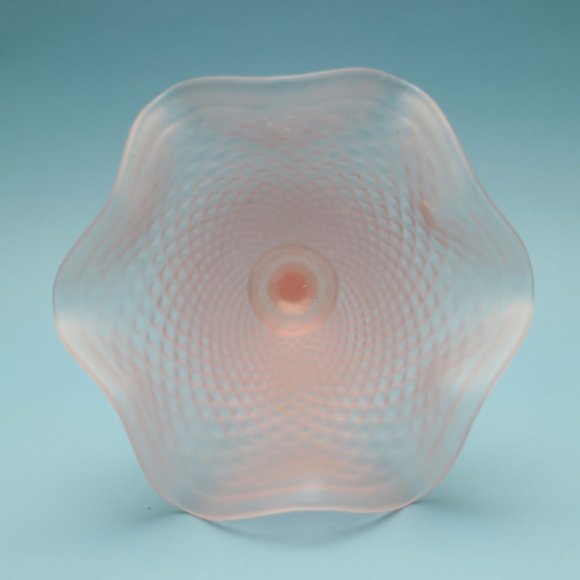 Vintage Satin Pink Frosted Candy Dish Compote, Gifts for Her, Wedding Decor - Picture 3 of 4